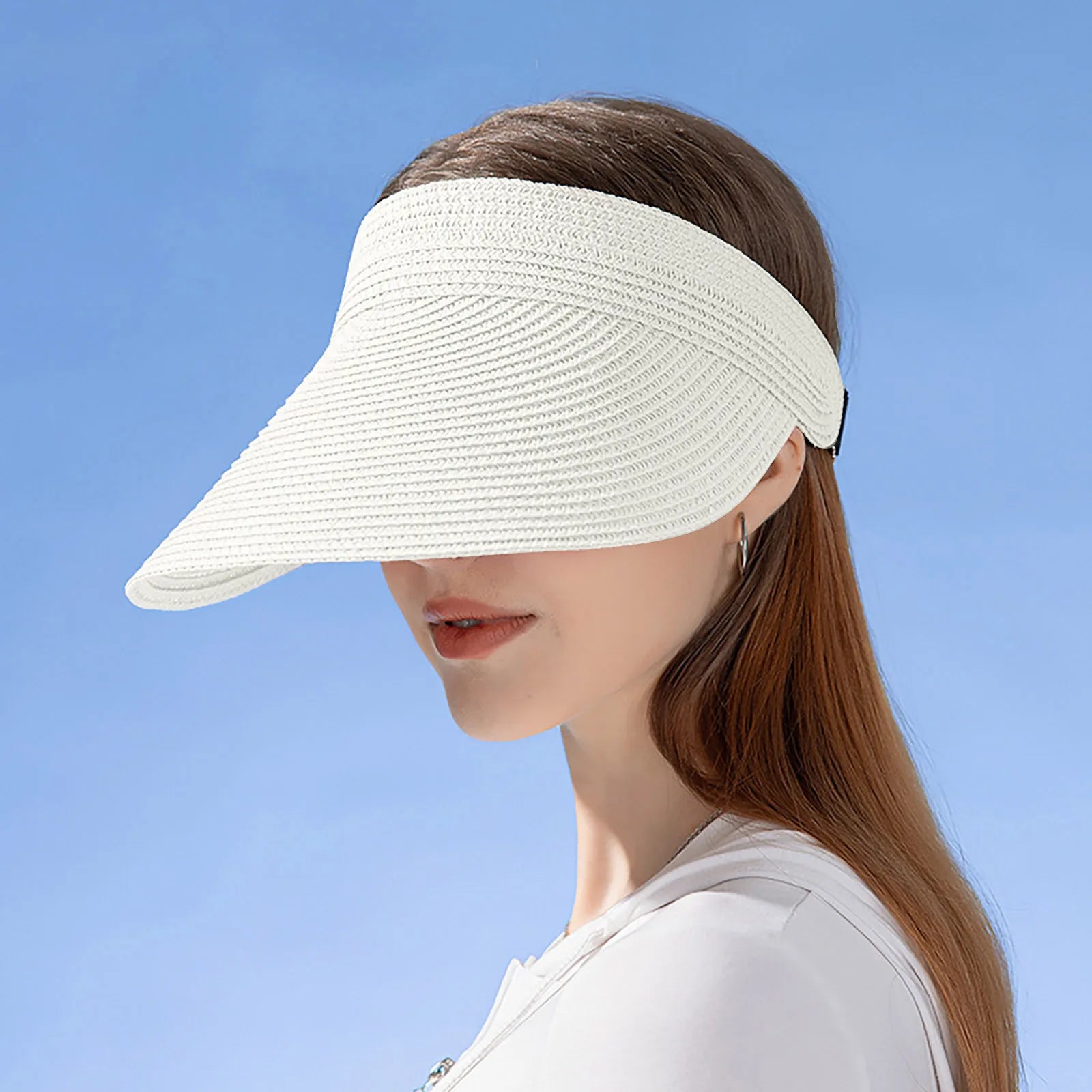 Summer Wide Brim Straw Visor Sun Hat Female Solid Color Sun Straw Hat Outdoor Hiking Gorro Foldable Hats